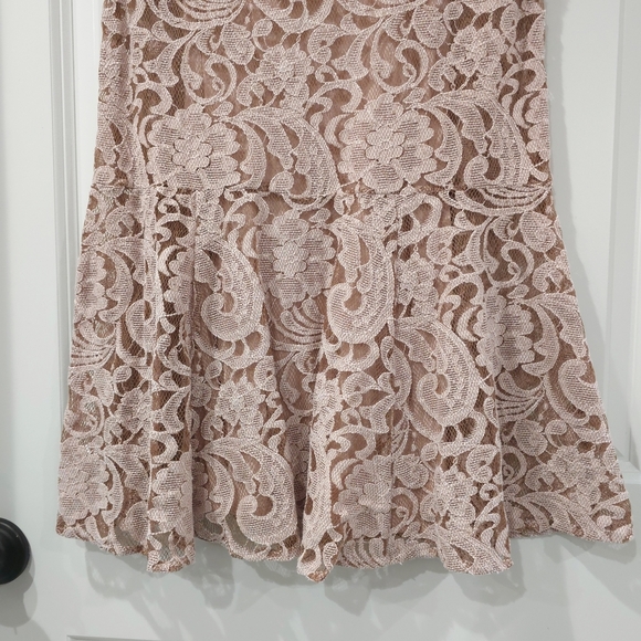 FREE PEOPLE Beautiful Dreamer Blush Black Embroidery Mini Lace Holiday Dress, XS - Picture 10 of 16
